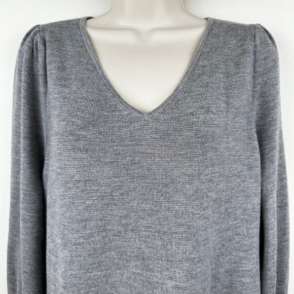 NEW Talbots Soft Merino V-Neck Sweater Dress Long Sleeve Gray Size 1X Classic - Picture 3 of 13